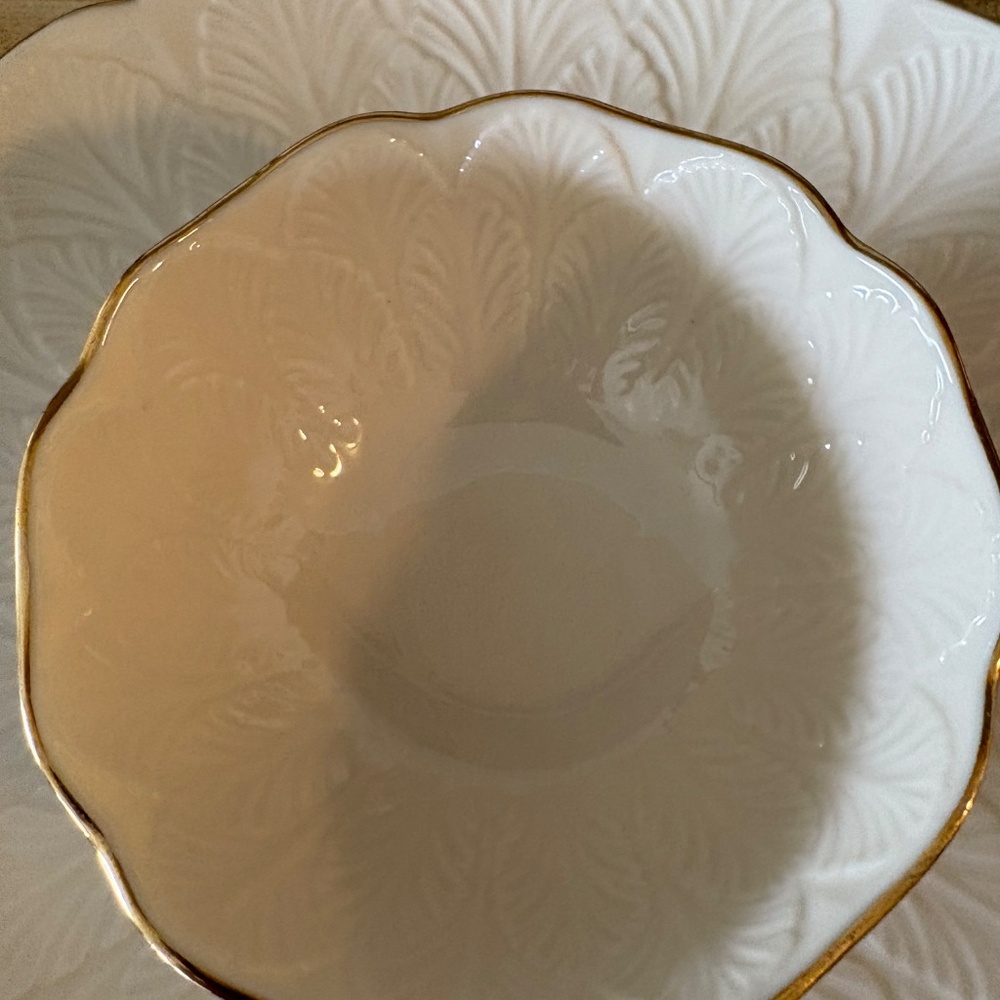 Lenox Chip and Dip Platter Ivory Gold Trim Serving Dish Vintage USA - Picture 3 of 4